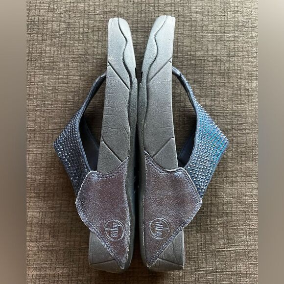 Fitflop Womens Rokkit Diamond Leather Thong Sandals Slip On Navy Blue Size 10 - Picture 9 of 9